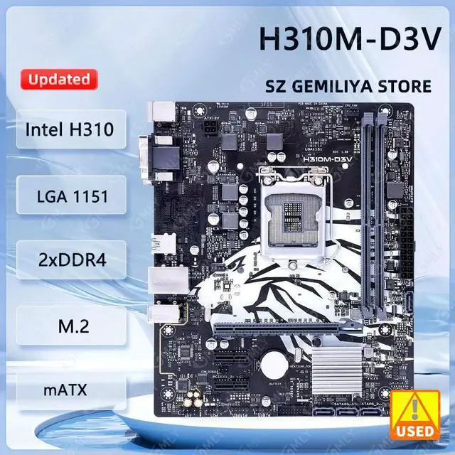 Main image of H310M-D3V Motherboard H310 LGA 1151 DDR4 32GB Micro-ATX support i3-8100 i3-8300 i3-9300 i5-8500 i5-9400 cpu