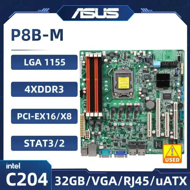 Main image of P8B-M Servers Motherboard LGA 1155 C204 4×DDR3 32GB support Xeon E3-1200 / E3-1200 v2 VGA micro-ATX