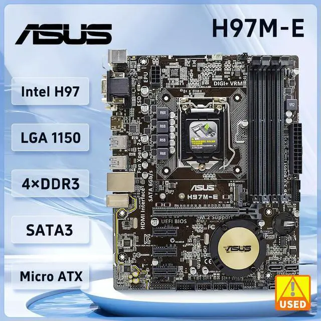 Main image of H97M-E Motherboard H97 DDR3 16GB PCI-E 3.0 M.2 USB3.0 PCI-E 3.0 Micro ATX support Core i3-4150 i5-4670 i7-4770 cpu