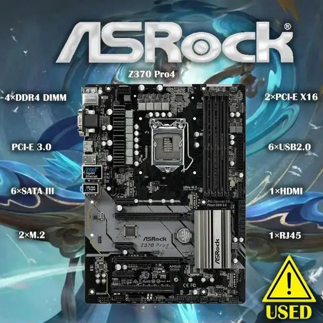 Alt view image 3 of 3 - Z370 Pro4 Desktop Motherboard With Z370 DDR4 LGA 1151 Desktop Mainboard