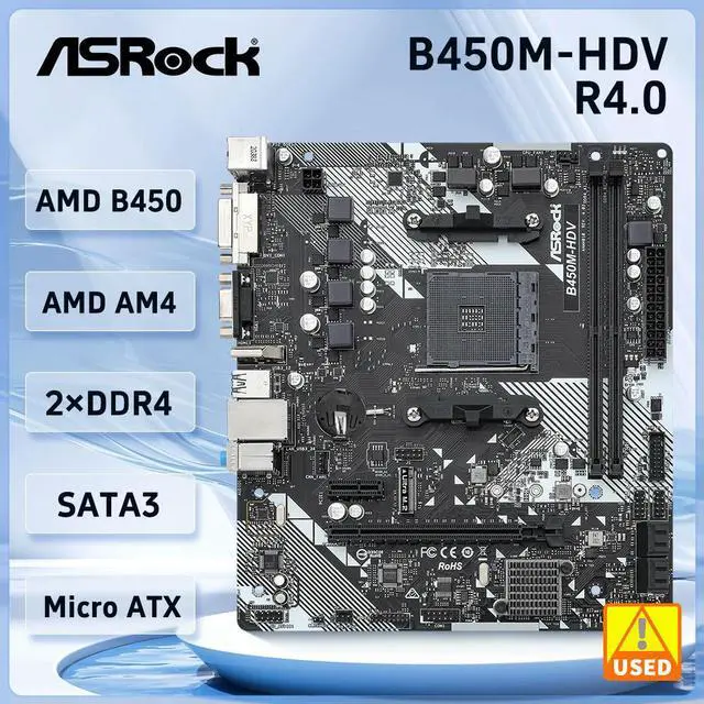 Main image of B450 B450M Motherboard B450M-HDV R4.0 AM4 support Ryzen 5 5600 1200 5300G 5900 5700 cpu DDR4 16GB Ultra M.2 Micro ATX