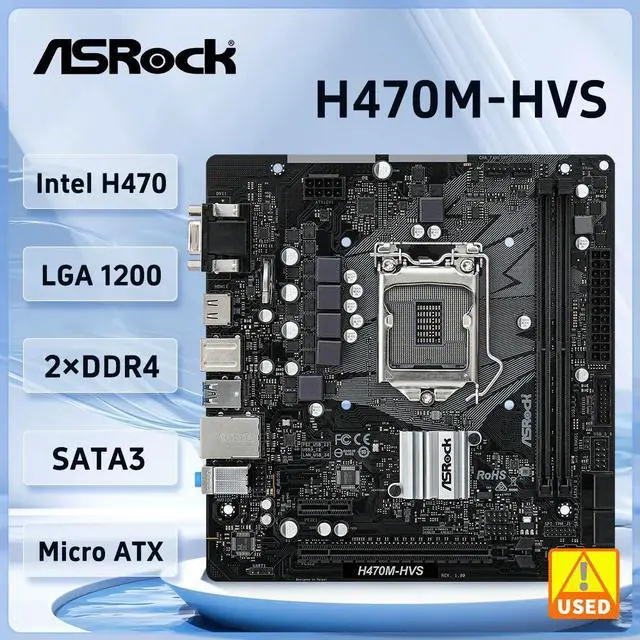Main image of H470M-HVS Motherboard 1200 H470 DDR4 2933MHz 64GB Micro ATX NVMe SSD Micro ATX For i9-10900 i5-10400F G6405T cpu