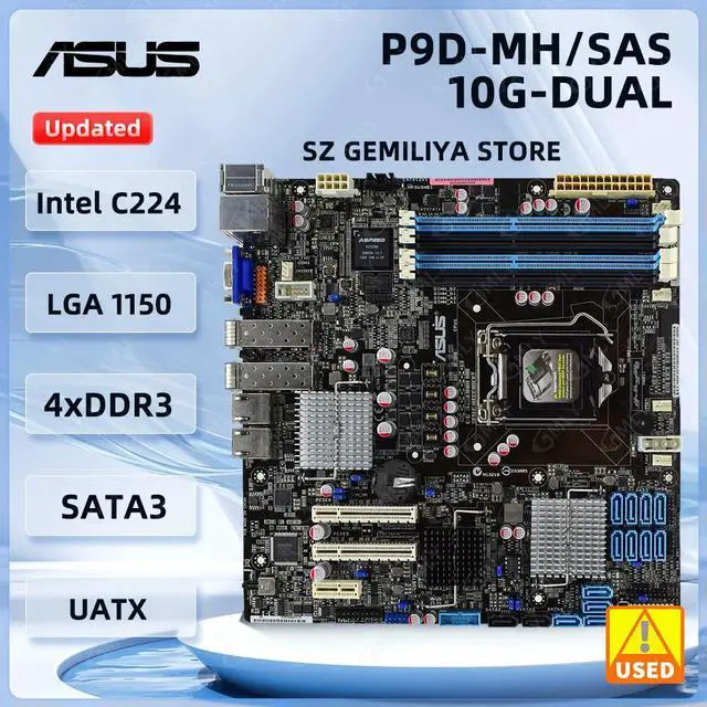 Main image of P9D-MH P9D-MH/SAS/10G-DUAL Motherboard Socket 1150 C224 DDR3 32GB 4×SATA III 2×USB3.0 UATX