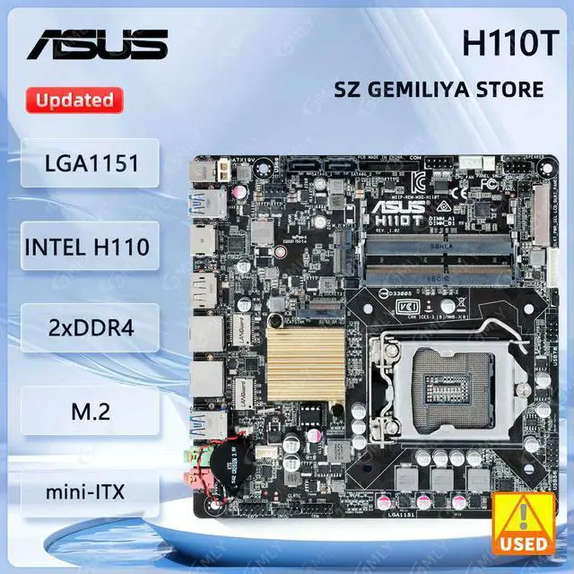 Main image of H110T Mini-ITX Motherboard LGA 1151 H110 2×DDR4 32GB support Core 6100 6500 7400 7700 G4560T cpu