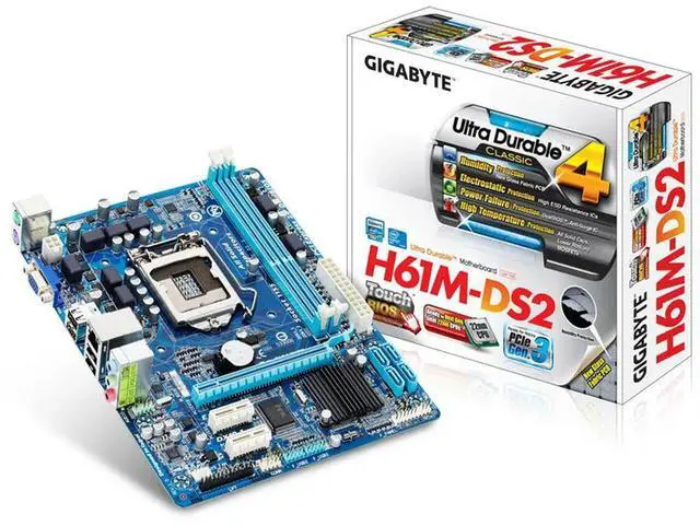 Main image of ,GA-H61M-DS2 Desktop Motherboard H61 Socket LGA 1155 i3 i5 i7 DDR3 16G uATX UEFI BIOS H61M-DS2
