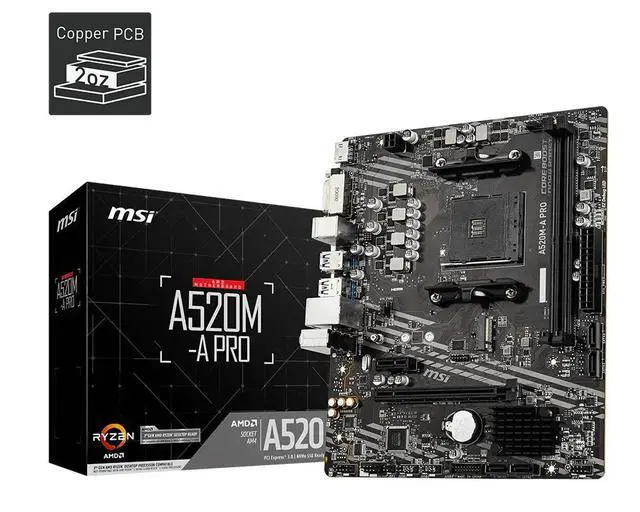 Alt view image 2 of 3 - A520M-A PRO Motherboard A520M Socket AM4 2x DDR4 64GB M.2 Micro-ATX support Ryzen 5700X 5600G 5300G 4500 3500 3900 cpu