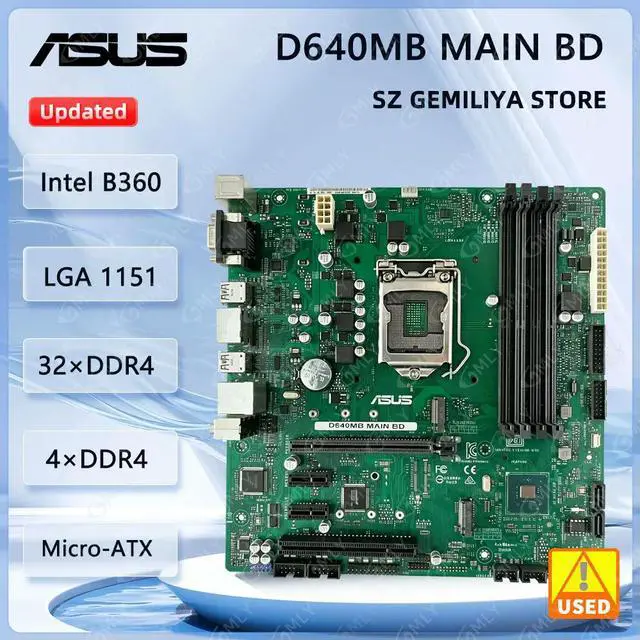 Main image of D641MD MAIN BD Motherboard B360 LGA 1151 DDR4 32GB Micro-ATX support Core i7-8700 i7-9700 i5-9400 i3-8300 cpu
