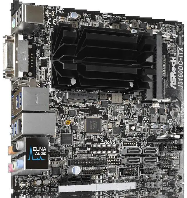 Alt view image 3 of 3 - J3160DC-ITX Motherboard Quad-Core Processor J3160 2xDDR3 16GB USB 3.1 HDMI Mini-ITX