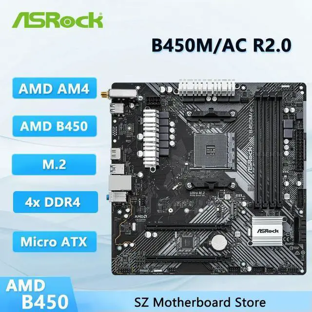 Main image of B450 B450M Motherboard B450M/ac R2.0 Motherboard AM4 DDR4 128GB Ryzen 5 5600 5600G R7 5700 5600 5700 5800 CPU