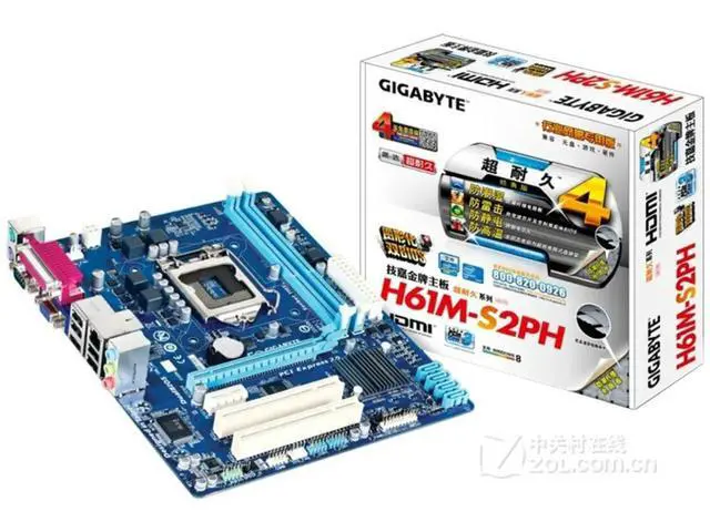 Alt view image 3 of 3 - ,GA-H61M-S2PH Desktop Motherboard H61 LGA 1155 i3 i5 i7 DDR3 16G