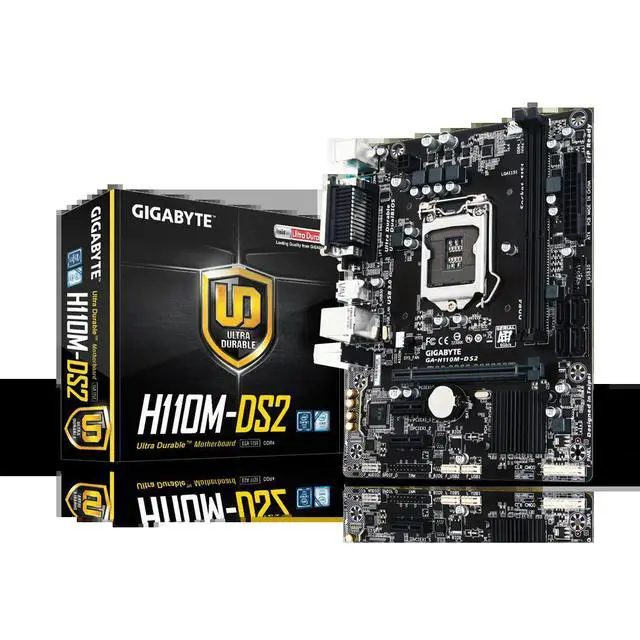 Alt view image 3 of 3 - GA-H110M-DS2 DDR4 Motherboard H110 LGA 1151 i3 i5 i7 DDR4 32G