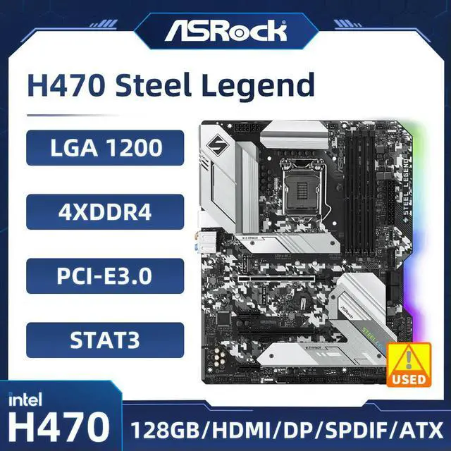 Main image of H470 Steel Legend Motherboard H470 LGA 1200 support i9-11900F i5-11400F i3-10100F i3-10105 cpu M.2 NVMe SSD ATX