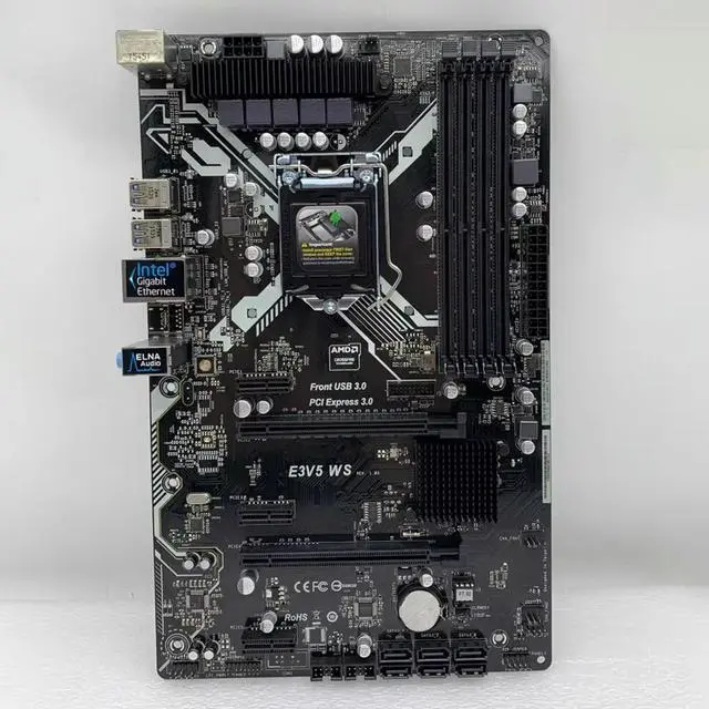Alt view image 3 of 3 - E3V5 WS For Desktop Motherboard DDR4 2133 64GB Support i7 i5