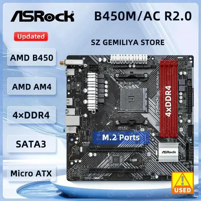 Main image of B450M Motherboard B450M/ac R2.0 Motherboard Socket AM4 Ryzen 5 5600G 5300G 5700 3900 1500 cpus DDR4 128GB Micro ATX M.2