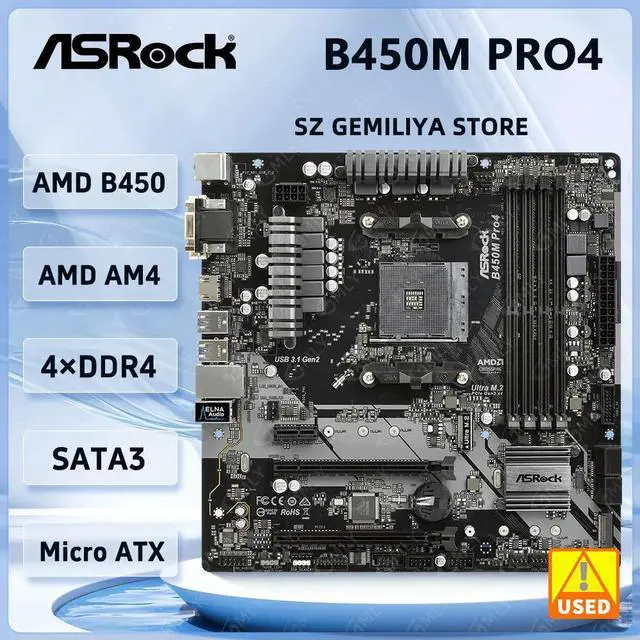 Main image of B450M B450 Motherboard B450M PRO4 AM4 support Ryzen 5 5600G 5700 5300G 5700 3900 1500 cpus DDR4 64GB M.2 ATX