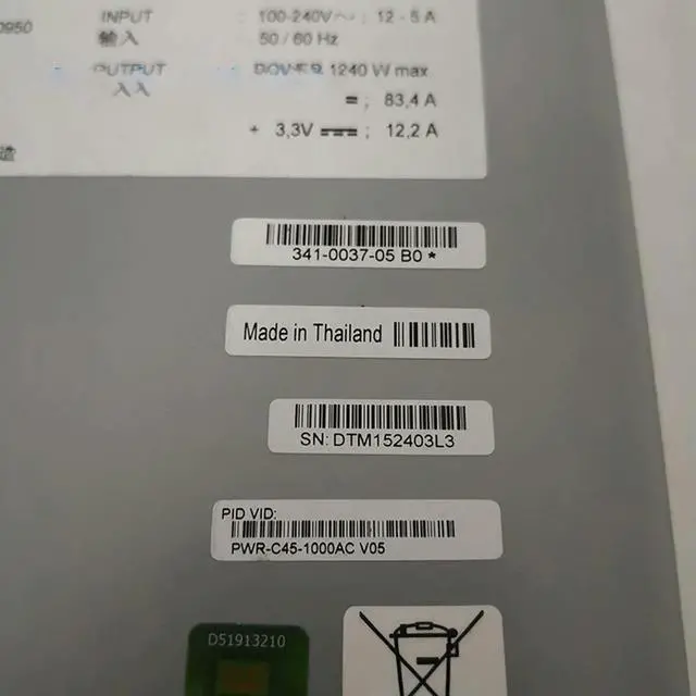 Main image of On WS-C4503 4506-E Series Switches 341-0037-05 B0 1040W PWR-C45-1000AC