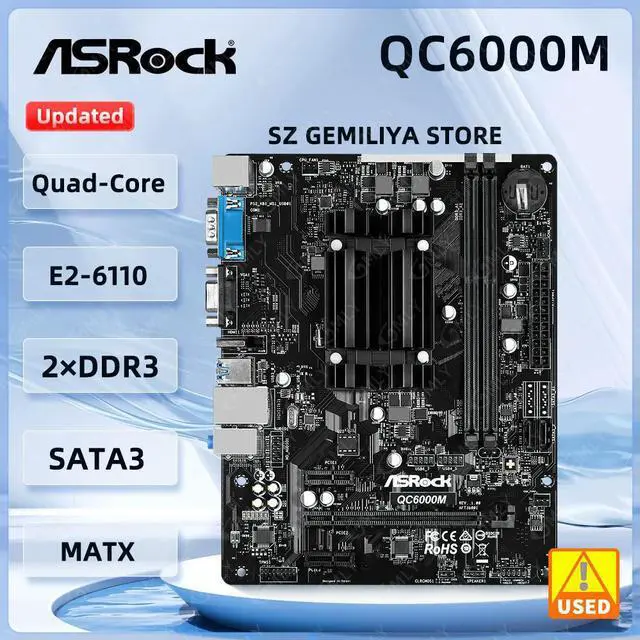 Main image of QC6000M Motherboard FT3b Beema E2-6110 Quad-Core APU DDR3 32GB 1600 USB 3.2 Micro ATX