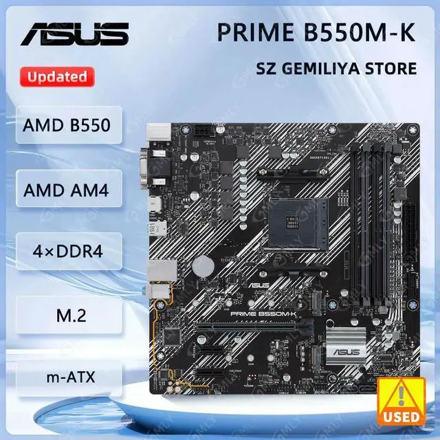 Main image of G10DK-C MAIN BD PRIME B550M-K Motherboard AM4 B550 Micro ATX Support Ryzen 3 5300GE 3600X 5600 PRO 3600 CPU