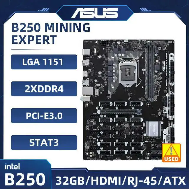Main image of B250 MINING EXPERT Mining Rig BTC ETH Mining Motherboard LGA 1151 B250 DDR4 32GB support i3-6100 7300 7100 6500 CPU