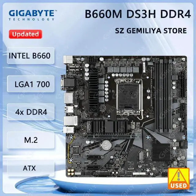 Alt view image 2 of 3 - For B660M DS3H DDR4 Motherboard B660 LGA1700 DDR4 128 GB Micro ATX support 13900 12900 14700 14500 12400 cpu