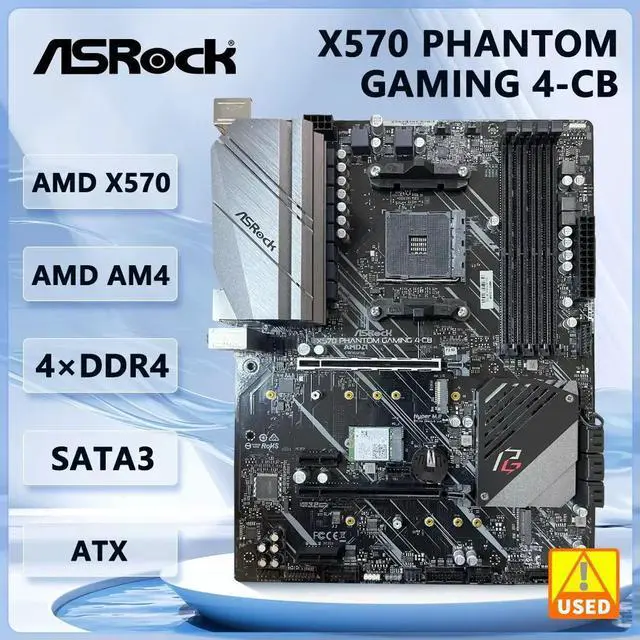 Main image of X570 PHANTOM GAMING 4-CB motherboard AM4 X570 DDR4 128GB Hyper M.2 ATX support Ryzen 5 5600X 4100 1600 3600 cpu