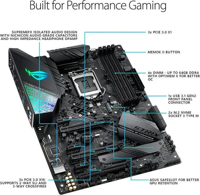 Alt view image 3 of 3 - LGA 1151 ROG STRIX Z390-F GAMING Motherboard DDR4 8th 9th-Gen I9 I7 I5 I3 128GB RGB CrossFireX Z390