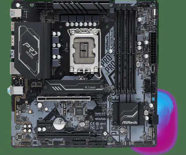 Alt view image 3 of 3 - H670M Pro RS Motherboard LGA1700 H670 4xDDR4 Micro ATX support i7-14700 i3-14100 i9-12900 cpu