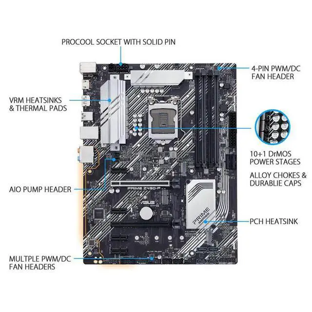 Alt view image 2 of 3 - LGA 1200 Z490 Motherboard PRIME Z490-P Motherboard 128GB DDR4 PCI-E 3.0 M.2 USB3.2 ATX For tenth gen cpus