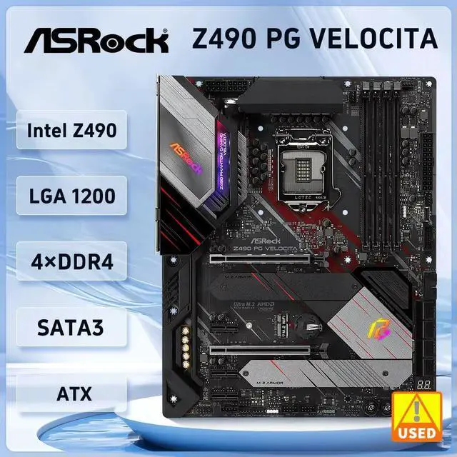 Main image of ASOCK Z490 PG VELOCITA Motherboard Z490 LGA 1200 4800MHz (OC) 128GB support i7-11700 10500 G6600 11600 cpu 3×M.2 ATX