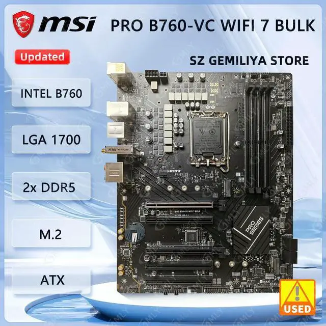 Main image of PRO B760-VC 7 BULK Motherboard B760 LGA1700 DDR5 256GB ATX support i9-14900 i5-14500 i7-13700 i9-12900 cpu