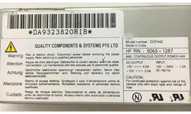 Main image of DCF442 P/N:5063-1287 +5V4.0A+12V2.0A Power Supply Fully Tested Fast Ship