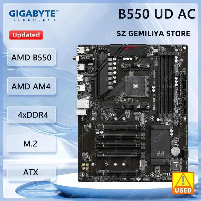 Alt view image 2 of 3 - For B550 UD AC Motherboard B550 AM4 DDR4 128GB ATX M.2 NVMe PCIe 4.0 support Ryzen 5 5600X 5700 cpu
