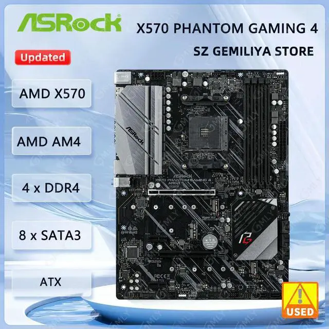 Main image of X570 Motherboard X570 PHANTOM GAMING 4 AM4 4×DDR4 128GB PCI-E 4.0 ATX For Ryzen 5600 4600G 5700 PRO 2700 3400G cpu