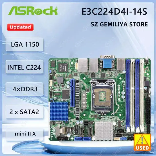 Main image of E3C224D4I-14S Motherboard C224 LGA 1150 DDR3 mini ITX support E3-1240L v3 i5-4570 i3-4340 i5-4460 i7-4770 cpu