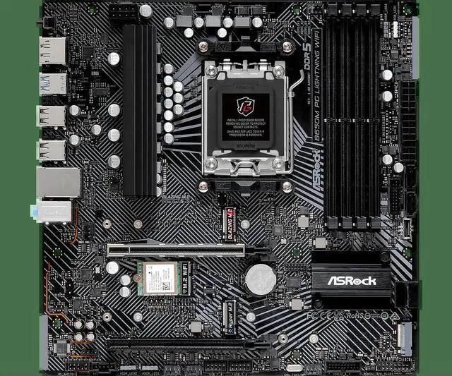 Alt view image 2 of 3 - B650M PG Lightning Motherboard B650 Socket AM5 support Ryzen 8700 Ryzen 7600 Ryzen PRO 8300 DDR5 256GB M.2