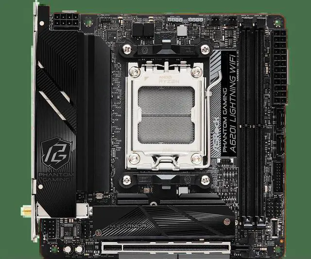 Alt view image 2 of 3 - A620 MINI TIX Motherboard A620I Lightning AM4 DDR5 64GB support 5600X 5600G 5700 5800 CPU NVMe SSD M.2