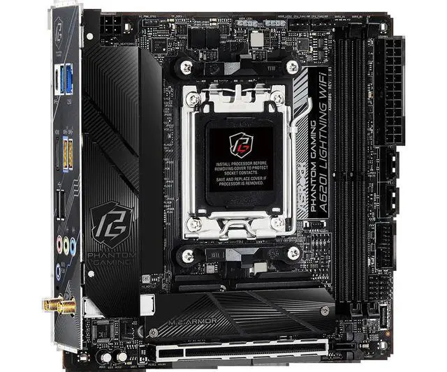 Alt view image 3 of 3 - A620 MINI TIX Motherboard A620I Lightning AM4 DDR5 64GB support 5600X 5600G 5700 5800 CPU NVMe SSD M.2