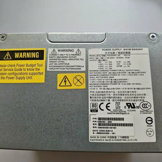 Alt view image 2 of 3 - FS550HM1-00 E9494-006 550W 80PLUS 12V/20A 5V/10A -