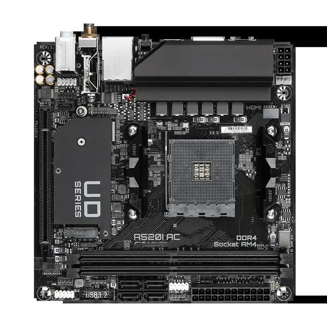Alt view image 3 of 3 - A520I AC Mini ITX PC Motherboard 6-Phase Power Supply DDR4
