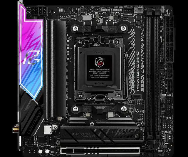 Alt view image 2 of 3 - B850I Lightning 6E Mini ITX Motherboard Socket AM5 DDR5 128GB M.2 support Ryzen 8900 G9950 9600 9700X 7800X3D