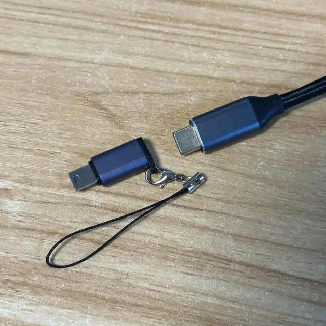 Alt view image 5 of 6 - Alloy Type-C Female to Mini USB Male Converter Connector Adapter with Anti-lost Rope Supports Charging & Data Sync