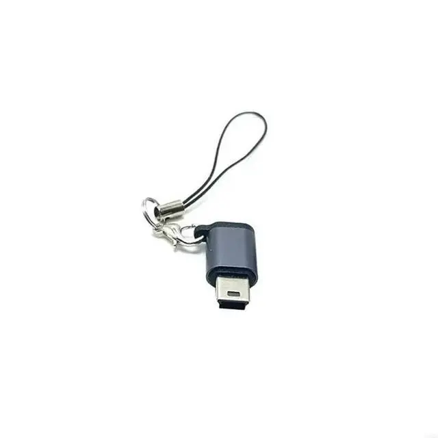 Alt view image 6 of 6 - Alloy Type-C Female to Mini USB Male Converter Connector Adapter with Anti-lost Rope Supports Charging & Data Sync