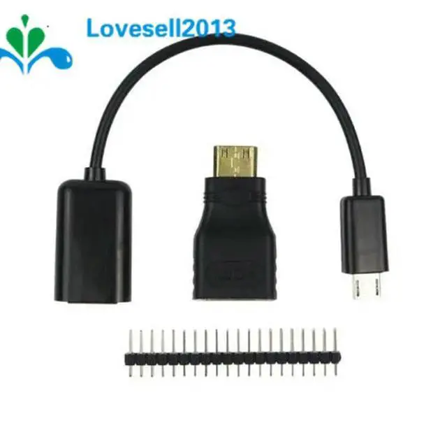 Alt view image 4 of 6 - 3 in 1 Raspberry Pi Zero Adapter Kit Mini HDMI to HDMI Adapter + Micro USB to USB Cable+ GPIO Header for Raspberry Pi Zero W 1.3