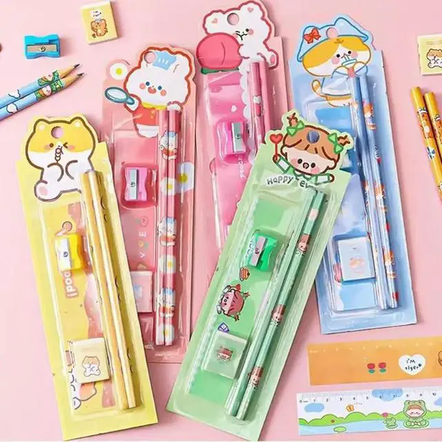 Alt view image 6 of 6 - Childrens Cartoon Design Pencils Non Break Materials With Eraser Sharpener