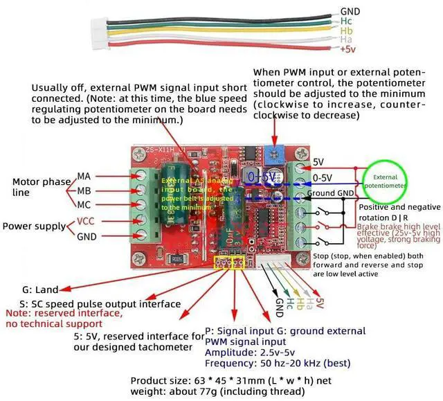 Alt view image 2 of 2 - DC 6-60V 400W BLDC Three Phase DC Brushless Motor Controller PWM Hall Motor Control Driver Board 12V 24V 48V