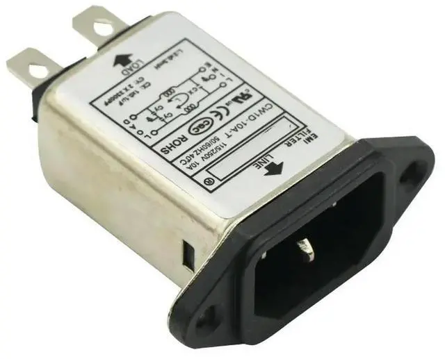Alt view image 5 of 6 - 1x AC115V-250V 10A 50/60Hz IEC Socket Panel Mount Power Line EMI RFI Filter Suppressor Power Line Noise Filter For Board