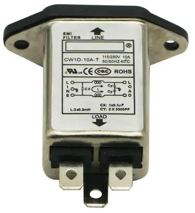 Alt view image 6 of 6 - 1x AC115V-250V 10A 50/60Hz IEC Socket Panel Mount Power Line EMI RFI Filter Suppressor Power Line Noise Filter For Board