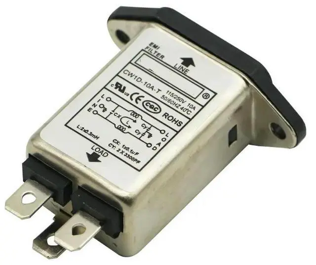 Alt view image 4 of 6 - 1x AC115V-250V 10A 50/60Hz IEC Socket Panel Mount Power Line EMI RFI Filter Suppressor Power Line Noise Filter For Board
