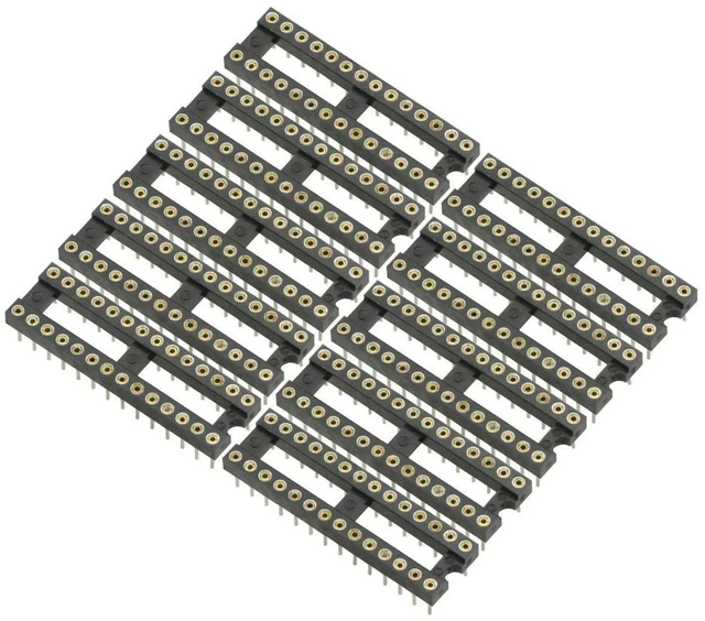 Alt view image 6 of 6 - 10Pcs 28Pin DIP28 SIP Round IC Sockets Adaptor Solder Type 2.54mm Pitch DIP-28 pins IC Round Hole Socket Adaptor