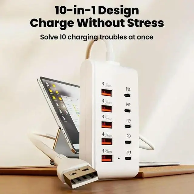 Alt view image 6 of 6 - 10 in 1 Electrical Socket USB Charging Power Adapter Fast Charging Speed Desktop